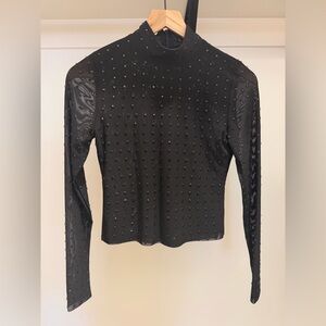 Steve Madden Black Studded Long Sleeve Top